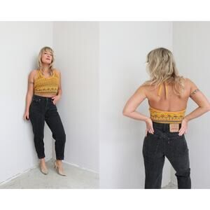 1990's Vintage Levi's 550 Tapered Jet Black Jeans ~ Women's XXS XS 25" 26" Waist